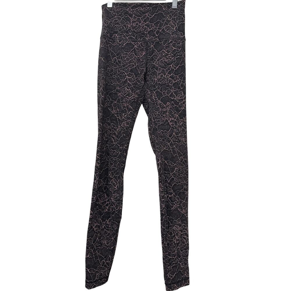 Lululemon Align Crop Lacescape Spanish Rose Black Yoga Pants Size 4 - Picture 2 of 6